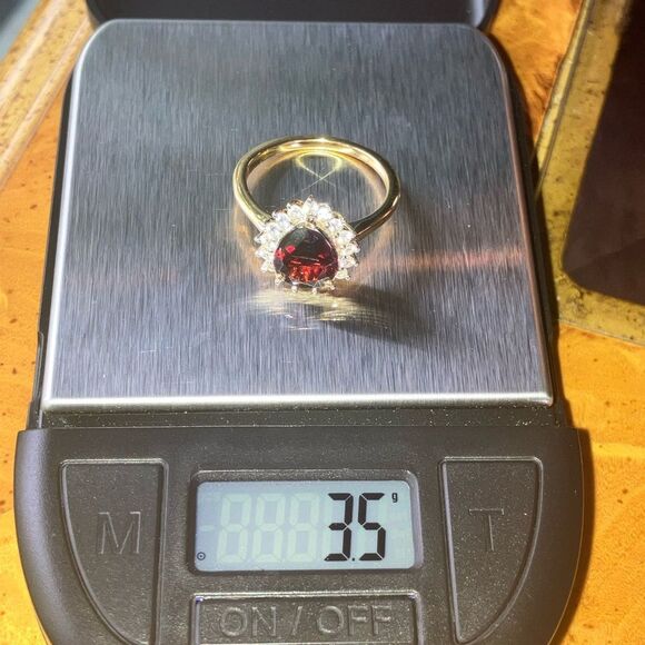 Natural Red Garnet Sterling Silver Ring Size 8 - Picture 9 of 9